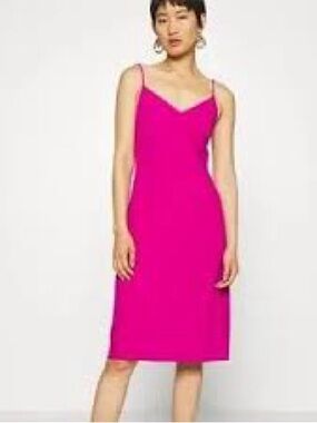 Banana Republic Hot Pink Spaghetti-Strap Midi Dress